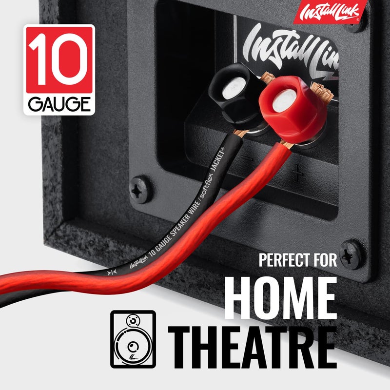 Install Link 10 AWG Gauge Speaker Wire Cable (50 Feet) Stereo, Car or Home Theater, CCA - Image 2